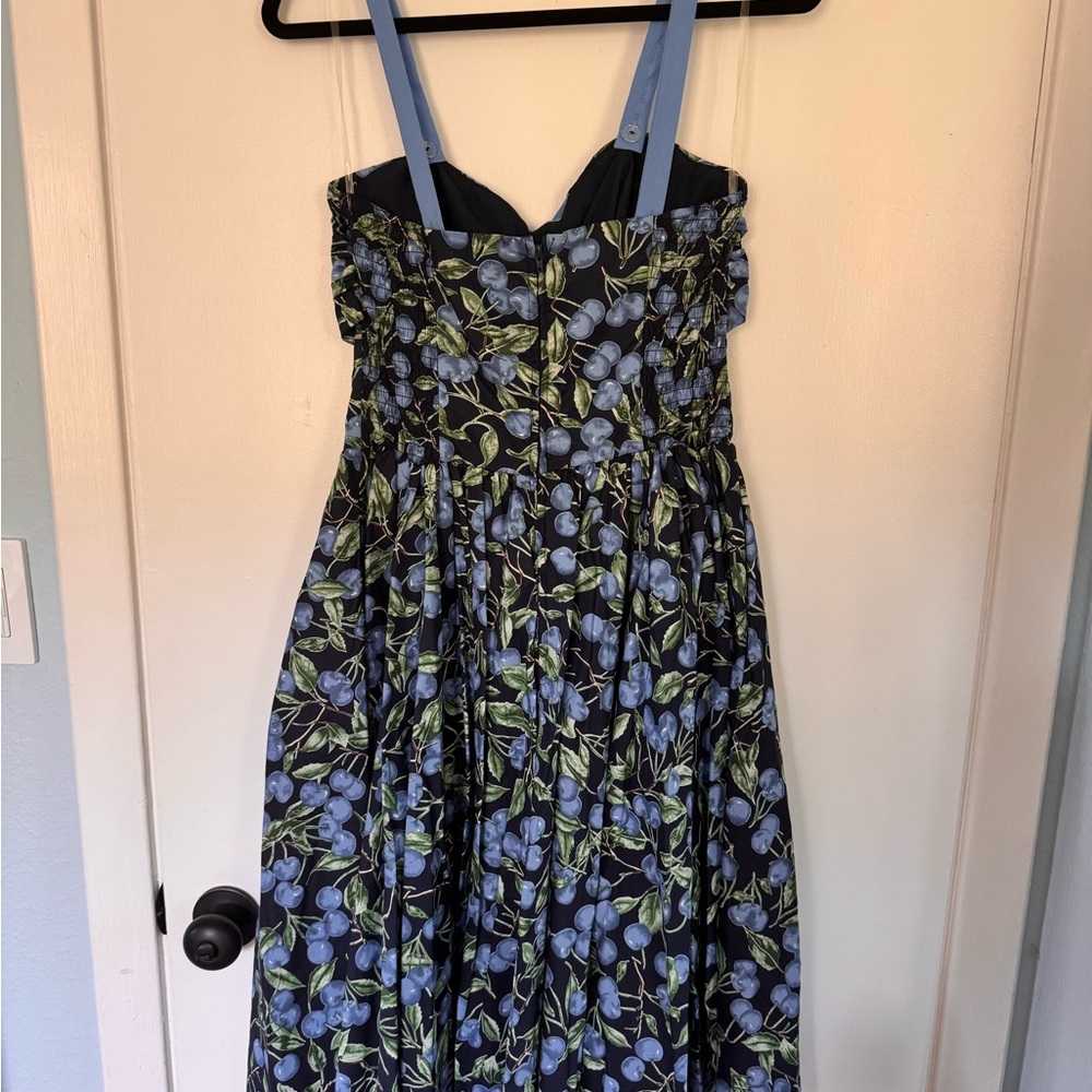 Unique Vintage x Golightly Navy & Blue Cherry Pinup Swing Dress - Picture 2 of 2